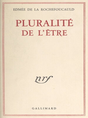 cover image of Pluralité de l'être
